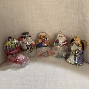 Mr Christmas Set of 5 Porcelain‎ Rotating Musical Ornaments Tested In Styrofoam